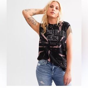 AC/DC Chain Fringe Band Rock Tank Top Let There Be Rock World Tour 1977 Black